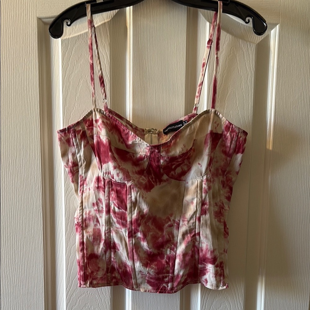 PrettyLittleThing EUC pink and cream bustier size 12